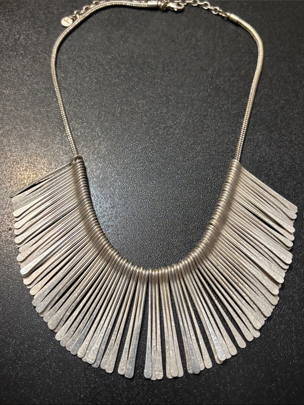 Stella & Dot Silver Fringe Collar Necklace